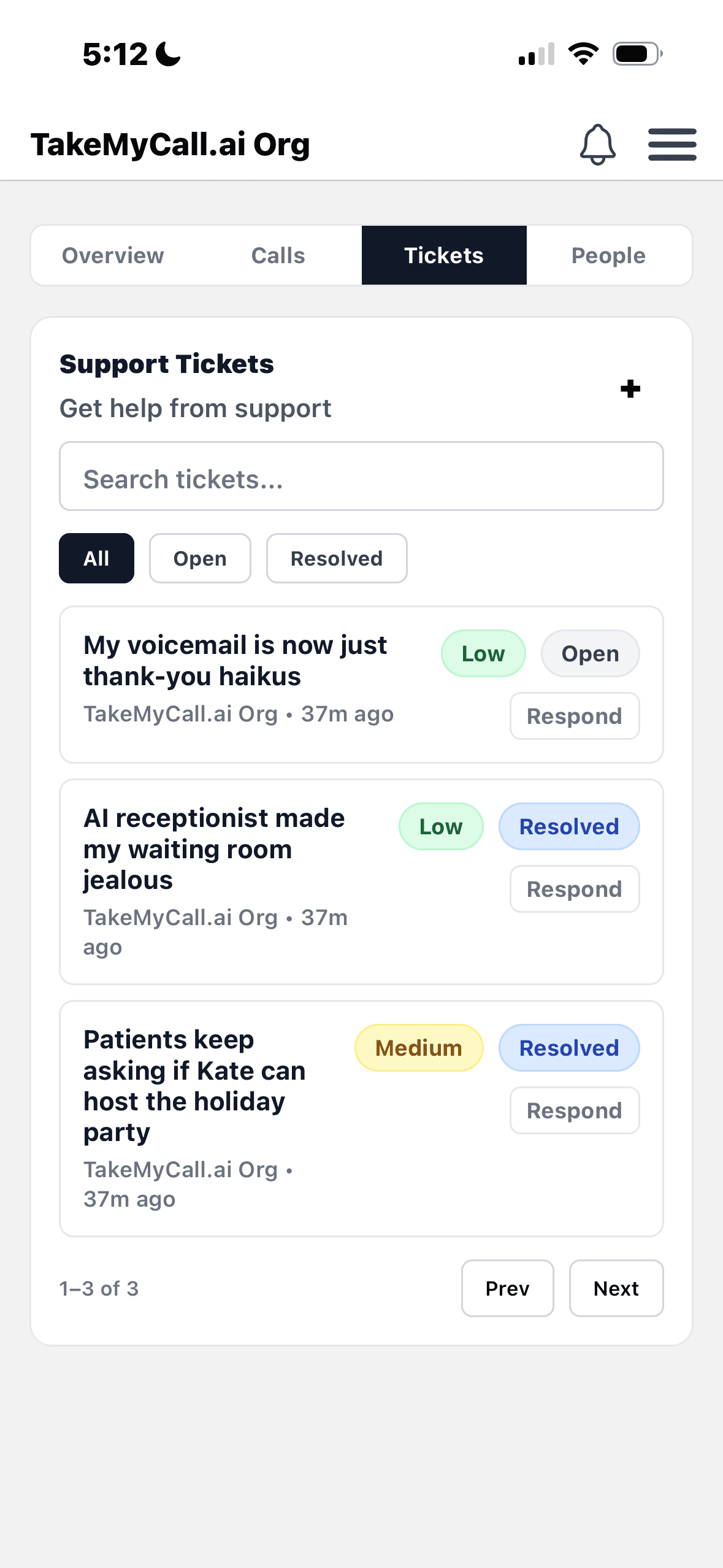 takemycall.ai App Demo Image